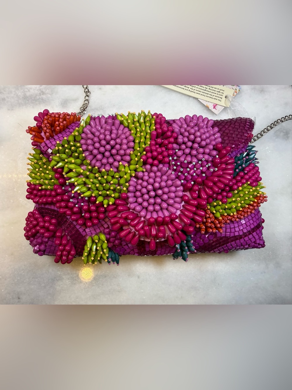 Handmade in India Beaded Floral colorful Clutch - Pink Multi NWT